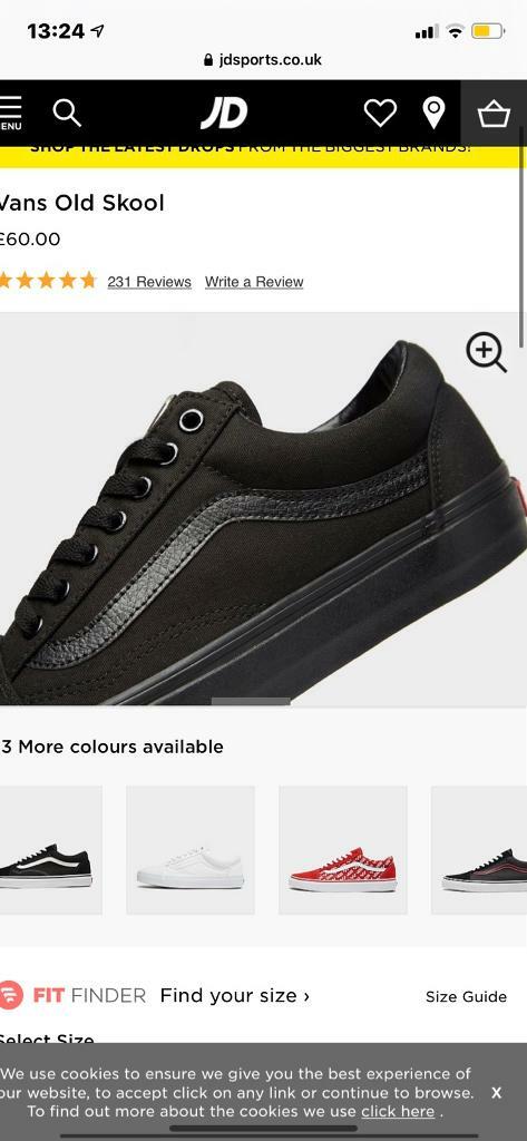 black old skool vans size 5